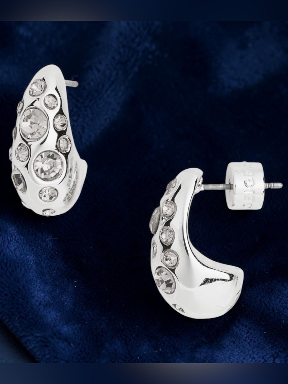 Kurt Geiger Silver Bombay Drop Crystal-Embellished Curved Earrings